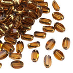Glass Rice Beads Clear Brown 4x6mm 50pcs Faceted Oval Golden Edge Crystal Loose Beads for DIY Craft Jewelry Making - color: Clear Brown