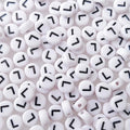 200+ Pieces 4x7mm Single L Letter Beads for Jewelry Making, White Round Acrylic Bulk Alphabet (Black on White) - size: Single Letter L 200+ Pcs