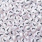 200+ Pieces 4x7mm Single L Letter Beads for Jewelry Making, White Round Acrylic Bulk Alphabet (Black on White) - size: Single Letter L 200+ Pcs