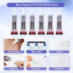 FITTDYHE 6PCS Jewelry Glue - 15ML/0.5fl oz Clear DIY Craft Glue for Rhinestones, Waterproof Strong Bond Adhesive for Phone Repair, Nail Art, Shoes, Fabric, Metal, Glass - color: 6PCS 15ML