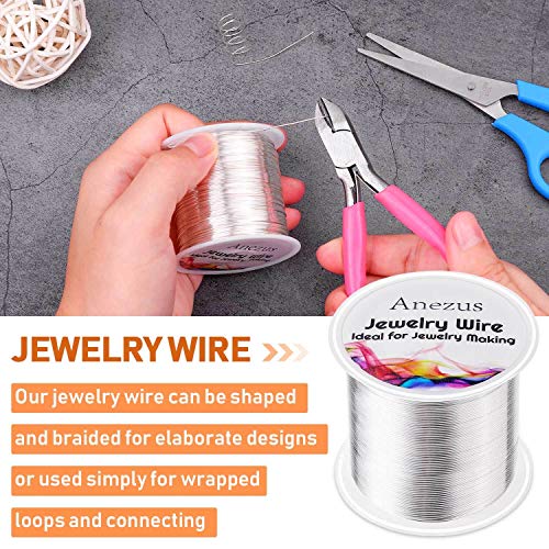 22 Gauge Jewelry Wire, Anezus Craft Wire Tarnish Resistant Copper Beading Wire for Jewelry Making Supplies and Crafting (Silver, 49 Yards/45 Meters) - color: Silver