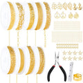ZEVOFIUR Gold Necklace Chains for Jewelry Making, 9 Rolls of Jewelry Chain, DIY Starter Kit for DIY Necklace Bracelet Making Accessories with Jump Rings, Lobster Clasps, Connectors, Charms