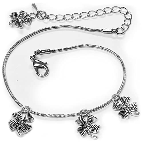 Heather's cf Four Leaf Clover Silver Leaf Beads 100-150 Pcs Leaves Craft Antique Leaf Charms for Crafting Leaf Pendant Charm for Necklace Bracelet Earring Making Fall Leaf Beads Set - color: Silver Clover