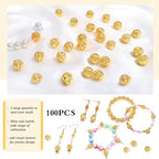 TOAOB 100pcs 10mm Gold Plated Filigree Hollow Ball Beads Round Metal Loose Spacer Beads for DIY Crafts Bracelets Necklaces Earrings Jewelry Making - color: Gold, size: 10mm