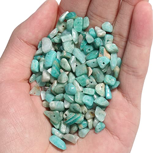 30in Amazonite Natural Chip Stone Beads 5-8mm About 230pcs, Irregular Drilled Light Blue-Green Bead for Bracelets Jewelry Making Supplies for Adults, DIY Crafts. - color: Amazonite