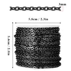 66 Feet Gunmetal Stainless Steel Cable Chains Bulk, 3 mm 304 Stainless Steel Black Flat Cable Links Chain Roll Spool for Jewelry Making DIY Craft - color: Black, size: 3.0mm width