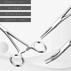 BBTO Hemostat Curved and Straight Hemostat Forceps Piercing Pliers Forceps, Stainless Steel Straight and Curved Pliers, Fishing Tweezer(Silver,2 Pcs) - color: Silver