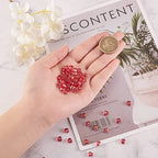 UR URLIFEHALL 100 Pcs Transparent Spray Painted Glass Beads with Glitter Powder Heart Spacer Cerise Beads for Jewelry Making DIY - color: 100pcs-6x6x4mm-cerise glitter heart glass beads