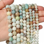 60pcs 6mm Natural Stone Beads Amazonite Beads Crystal Gemstone for Jewelry Making, DIY Bracelet Necklace - color: Amazonite, size: 6mm