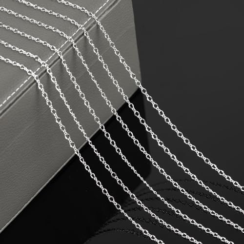 YOUBEIYEE 32.8 Feet Silver Chain for Jewelry Making Silver Plated Brass Link Chain Women Necklace Bracelet DIY Jewelry Chain Roll - color: 1:1 Lip