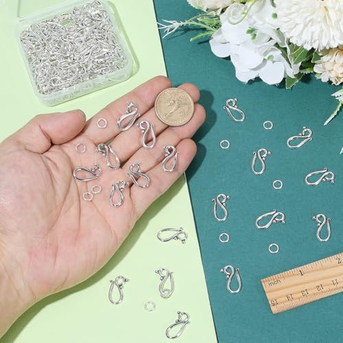 PH PandaHall 100 Sets S Hook Clasps, Tibetan Style S Hook Ring Antique Silver Toggle Clasps Closure Metal Alloy Jewelry Clasp Connector for Necklace Bracelet DIY Jewelry Making, 20.5mm Long - color: Antique Silver
