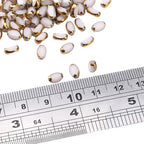 Glass Rice Beads White 4x6mm 50pcs Faceted Oval Golden Edge Crystal Loose Beads for DIY Craft Jewelry Making - color: White