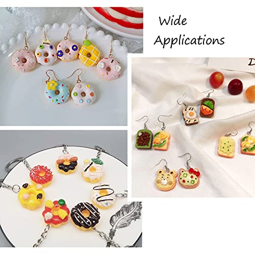 Cheriswelry Cup Cake Resin Pendants Lovely Food Sweet Dessert Dangle Charms Links Hanging Ornament with Metal Loop Fruit Pendants for Key Chains Bracelet Necklace Jewelry Making - color: Mixed Color-Bread & Dessert