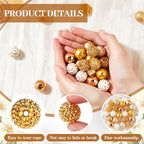 Ferreve 20 Pcs Chunky Bubblegum Beads 20mm Focal Pen Large Rhinestone Pearl Beads for DIY Beadable Pen School Jewelry Making Keychain Craft Making(Gold) - color: Gold