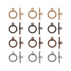 Craftdady 20 Sets Mixed Color 22mm Tibetan Style Alloy Ring Toggle Clasps for DIY Jewelry Making Crafting - color: Antique Silver, Gunmetal, Gold, Red Copper