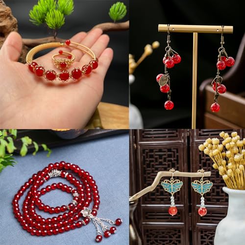 Red Round Crystal Glass Beads for Jewelry Making (4/6/8/10/12mm), Smooth Round Natural Gemstone Glass Spacer Loose Beads for Crafts Bracelets Necklaces Charms - color: Round Smooth Glass Beads:Red