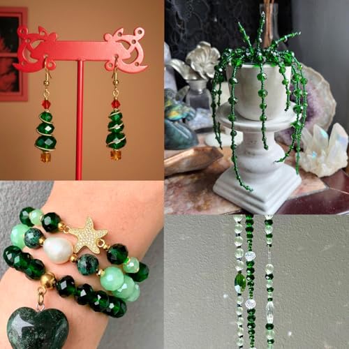 1040pcs 4/6/8mm Glass Beads Deep Green, Faceted Crystal Loose Rondelle Beads for Jewelry Making Bracelets Necklaces Suncatchers Plants Succulent DIY Crafts - color: Deep Green