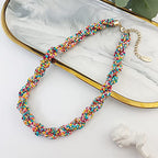 Bocar Fashion Seed Beads Statement Collar Necklace for Women (NK-10408) - color: mix2