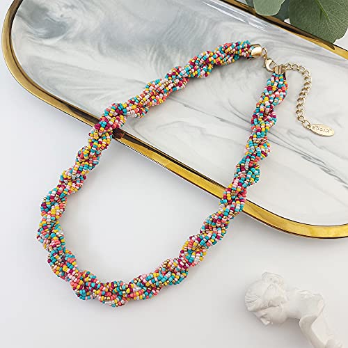 Bocar Fashion Seed Beads Statement Collar Necklace for Women (NK-10408) - color: mix2
