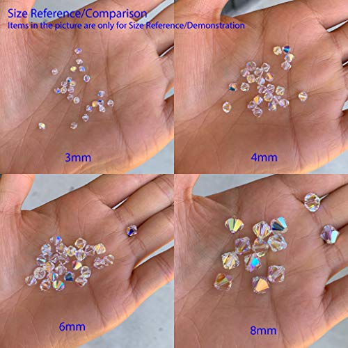 100pcs Authentic Preciosa 3mm (0.12 Inch) Small Faceted Bicone Crystal Loose Beads Jet Black AB Compatible with Swarovski Elements Crystals for Jewelry Making Pre-B340 - color: Jet AB, size: 3mm (0.12 Inch) - 100pcs