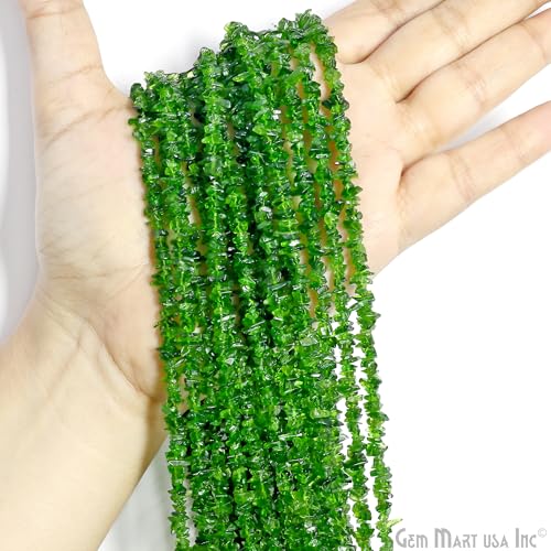 GM GemMartUSA Chrome Diopside Natural Raw Chip Strands | Semi-Precious | AAA+ Quality 1 Strand 34” | DIY Bracelet Jewelry Making, Healing Crystal Craft| 4-6mm - Green Color Gemstones (CHCD-70001) - color: Chrome Diopside (CHCD-70001)