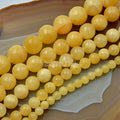 Wholesale Smooth Natural Gemstone Round Loose Beads 15" 4mm 6mm 8mm 10mm 12mm (4mm, Yellow Jade) - color: Yellow Jade, size: 4mm