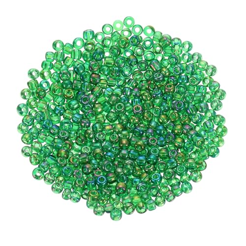 uxcell 2000 Pcs Glass Seed Beads Bulk, 3mm Mini Loose Glass Bugle Beads for DIY Earrings, Necklaces, Bracelets, Jewelry Making, Dark Green - color: Dark Green, size: 3mm