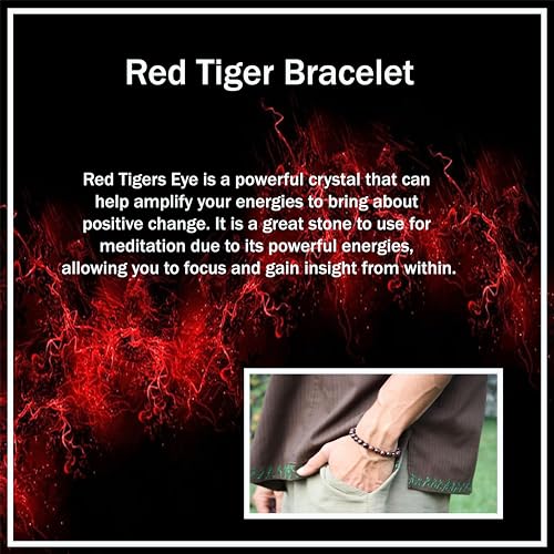 Rose Quartz Bracelet - 8mm Healing Crystal for Love, Unisex - color: 03: Red Tiger, style: B: 6.5-6.9 inches