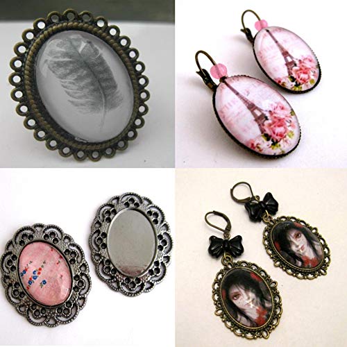 Craftdady 200Pcs Transparent Glass Cabochons 25x18mm Oval Clear Glass Flat Back Dome Tile Cabochons Covers for Photo Pendant Jewelry Making - color: Transparent Clear, size: 25x18mm Oval