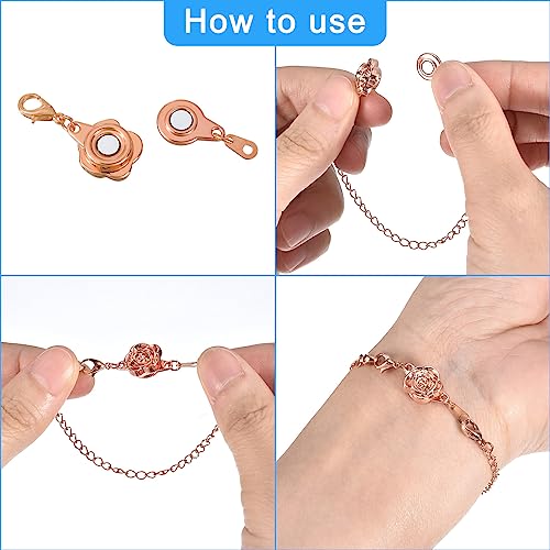 uxcell 12Pcs Jewelry Clasps, Rose Clasps Locking Closures with Lobster Clasps for Bracelet Necklace Jewelry Making, Gold - color: Gold