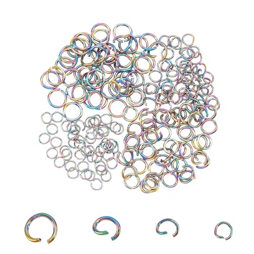 UNICRAFTALE About 200pcs 4 Sizes Open Jumps Rings Rainbow Color Connector Rings 2.5-4.4mm Inner Diameter Stainless Steel Metal Jump Ring Jewelry Connectors for DIY Jewelry Making - color: Rainbow Color