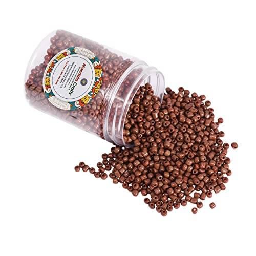 Mandala Crafts 6/0 Glass Seed Beads for Beadwork – 2500 Pcs 4mm Brown Round Small Rocaille Beads for Jewelry Making, Necklace Bracelet Earring Craft Supplies - color: Brown, size: Round 6/0 or 4 mm