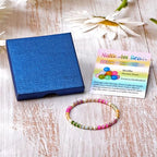 QOGIR 14k gold Handmade Healing Bracelet, Natural Gem Stone Crystal Elastic Gold Bracelet - color: 01- Multicolor Beads, size: 4m