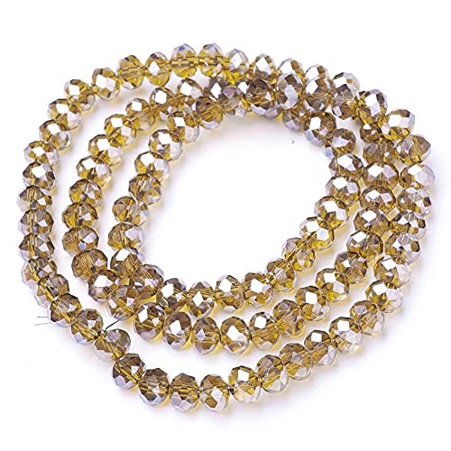 Craftdady 10 Strands 8mm Crystal Glass Briolette Beads Faceted Luster Rondelle Spacer Beads Electroplate Tiny Loose Beads About 700pcs for Jewelry Craft Necklace Earring Bracelet, Dark Goldenrod - color: Dark Goldenrod, size: 8mm