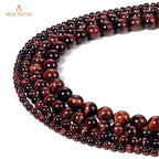 BEADNOVA 6mm Red Tiger Eye Gemstone Round Loose Beads for Jewelry Making (62-64pcs) - color: 07) Red Tiger Eye Round Beads, size: 6mm