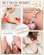 GEMQUEEN Magnetic Necklace Clasps and Closures with Double Lobster Clasp : Silver Plated Magnet Jewelry Layering Clasps for Necklaces Multi Magnets Bracelet Helper Necklace Extenders 4PCS - color: White Gold Plated - 4PCS
