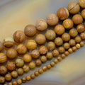 Wholesale Smooth Natural Gemstone Round Loose Beads 15" 4mm 6mm 8mm 10mm 12mm (4mm, Woodgrain) - color: Woodgrain, size: 4mm