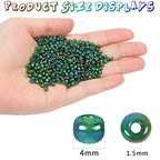 2200pcs Glass Seed Beads Bulk, 4mm 6/0 Pony Beads Bulk for Jewelry Making Mini Spacer Beads Loose Beads Craft Small Glass Seed Beads for DIY Bracelet Wrist (Dark Green AB) - color: Dark Green AB