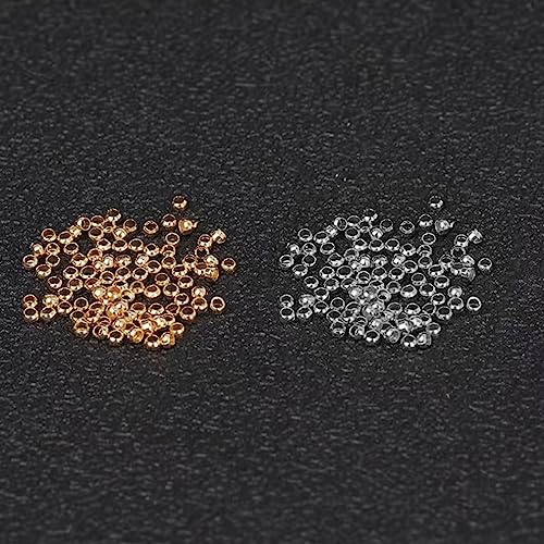 1500Pcs 2.5mm Brass Crimp Beads Metal Spacers Stopper Beads Metal Round Bead Spacers Beads Clamp Ends for DIY Jewelry Making,Bracelet Necklace Earring（White K） - color: White K, size: 2.5MM