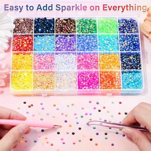 Audab Multicolor 4mm AB Rhinestone Kit with 16000pcs, 4pcs B7000 Jewelry Glue, Tools for Bedazzling Crafting, Graduation Cap, Jewelry, Shoes & Nails - size: 4mm