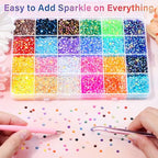 Audab Multicolor 4mm AB Rhinestone Kit with 16000pcs, 4pcs B7000 Jewelry Glue, Tools for Bedazzling Crafting, Graduation Cap, Jewelry, Shoes & Nails - size: 4mm