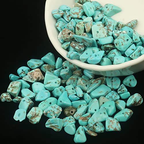 30in Turquoise Natural Chip Stone Beads 5-8mm About 230pcs, Irregular Drilled Blue Green Bead for Bracelets Jewelry Making Supplies for Adults, DIY Crafts. - color: Turquoise