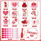 DTOFOOT 24 Set Valentine's Day Craft Kit, DIY Valentine Bead Necklaces Red Pink Heart Chocolate Ludy Bugs Crafts Gifts Classroom Activity Supplies Party Favor
