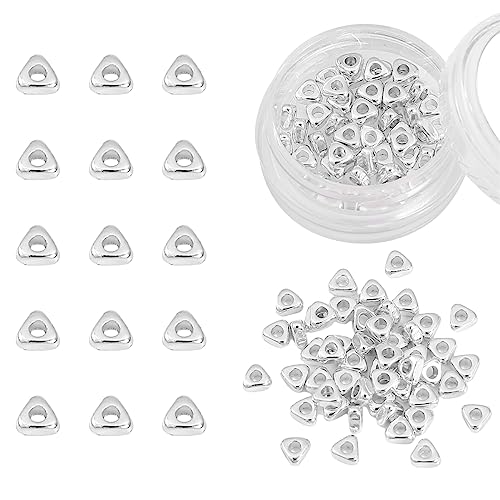BEADIA Silver Plated Triangle Spacer Beads 4x2mm 50pcs for Jewelry Making Findings Non Tarnish - color: Silver, size: 4x2mm Triangle