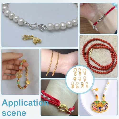 PH PandaHall 20PCS Stainless Steel S-Hook Clasps, 10 Styles Golden S-Hook Jewelry Clasp Necklace Clasp Connectors for Necklace Bracelet Pendant Purse Making Keychain Handmade Crafts Jewelry - color: Gold