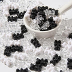 200pcs Bear Beads Black White Gummy Bear Acrylic Bear Beads Colorful Cute Bear Beadsy Bear for Necklace Bracelet Key Chains Jewelry DIY Craft Making(Blackwhite) - color: blackwhite