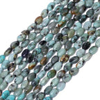 70pcs Natural African Turquoise Stone Beads，4x6mm Egg Shape Loose Gemstone Beads for Jewelry Making Design Earring Necklace - color: African turquoise