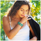 Elecrelive Glass Round Beaded Bracelet Set Clay Beaded Bracelets Stretch Bracelets - color: Green Blue
