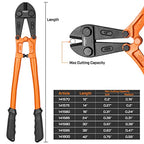 KSEIBI 141585 Heavy-Duty Medium Size Bolt Cutter 24" for Cutting Fence, Steel Wire, Chain, Screws, Rivet, and Medium Padlock, with Soft Grip Rubber Ergonomic Handle Cutters - size: 24 Inch-600mm
