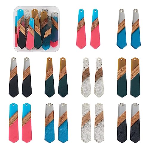 FASHEWELRY 20Pcs Hexagon Resin Wood Charms 3 Tone Polygon Wooden Earring Blanks Geometry Bohemia Earring Charms Wooden Earring Pieces Findings for Jewelry Making (RESI-TA0001-61-Biyun) - color: 3 Tone-Hexagon